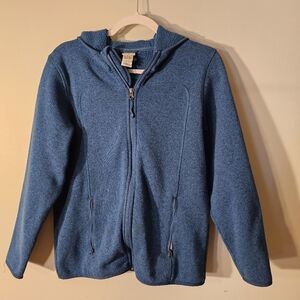 LL Bean Hooded Zip Up coat. Blue Boys Size 18